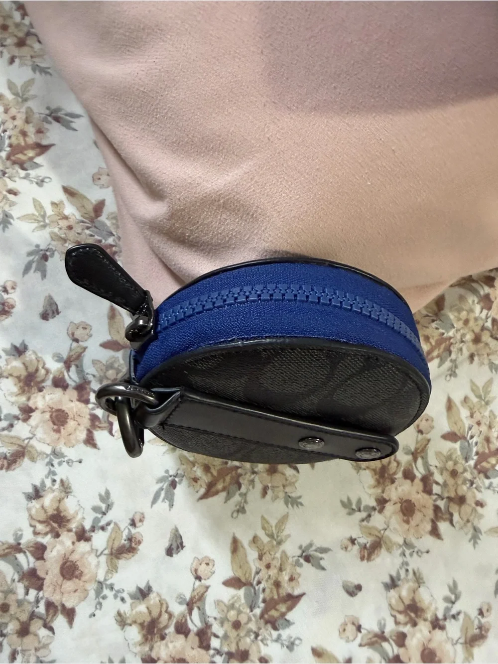 Coach Black Signature Round Coin Pouch